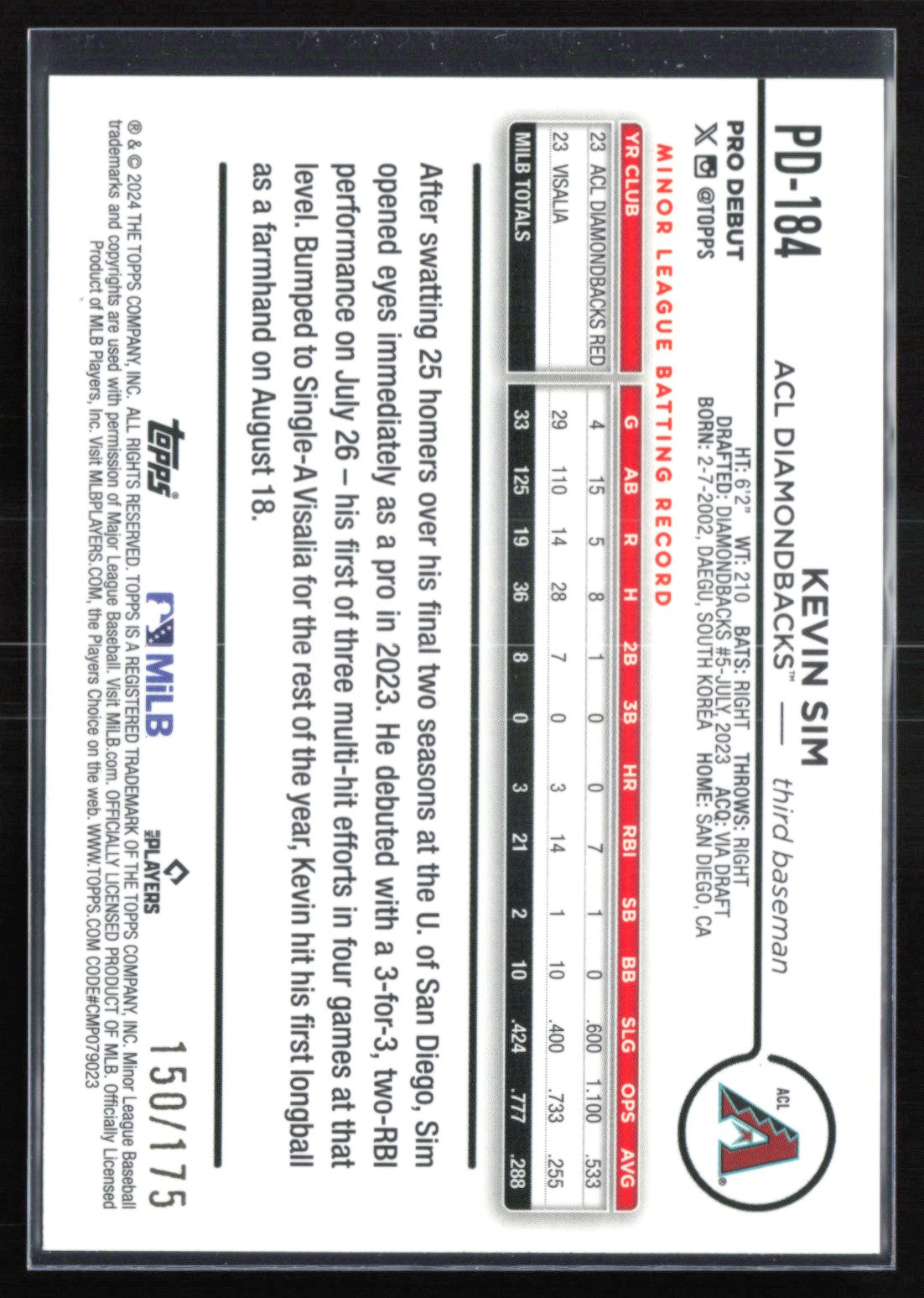 Kevin Sim Pro Debut Foil /175