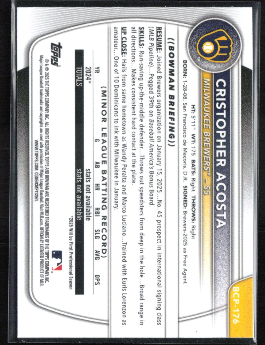 Cristopher Acosta 1st Bowman Laser