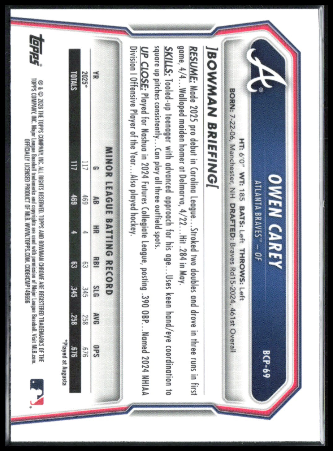Owen Carey 1st Bowman Mojo