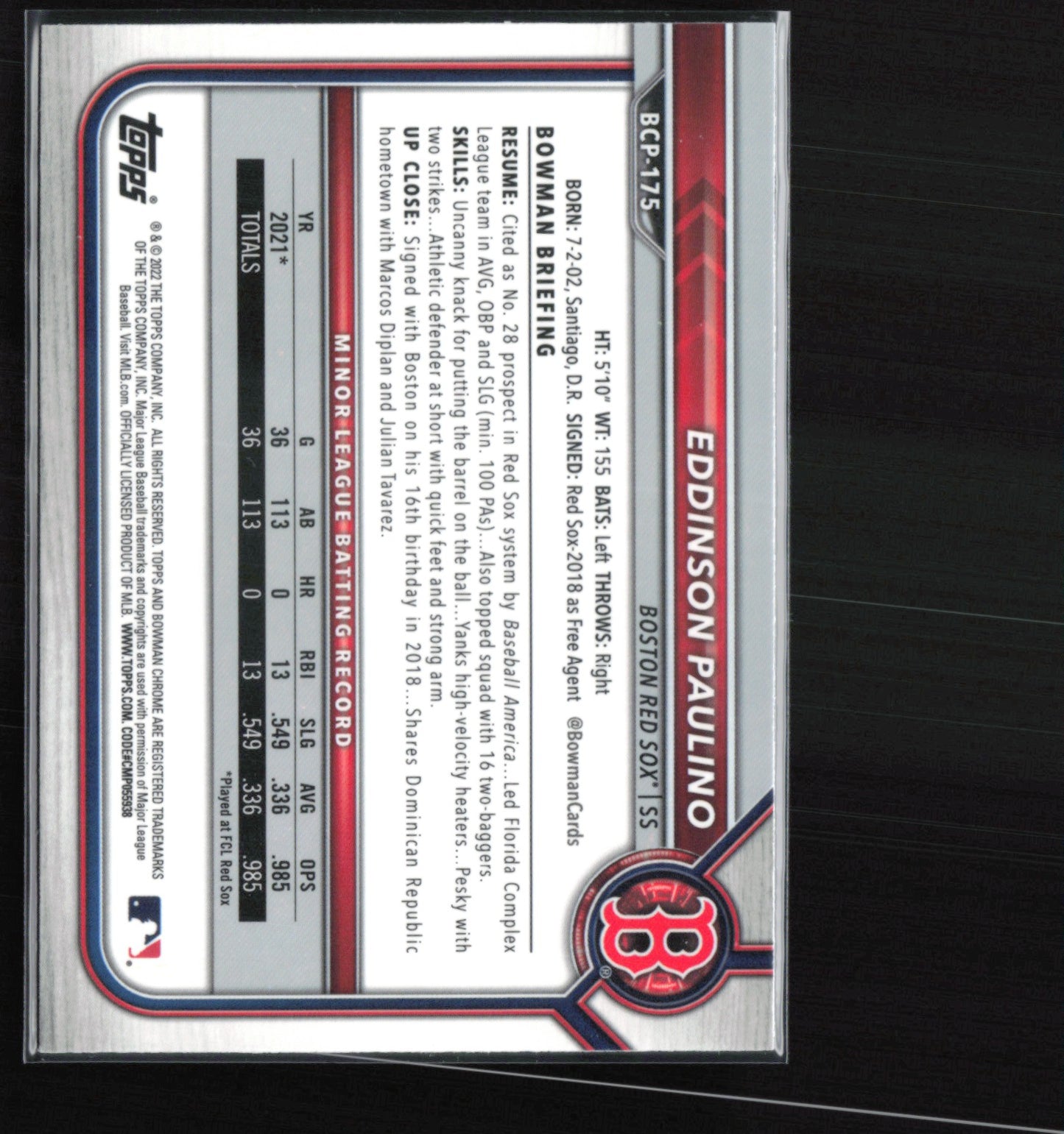 Eddinson Paulino 1st Bowman Mojo