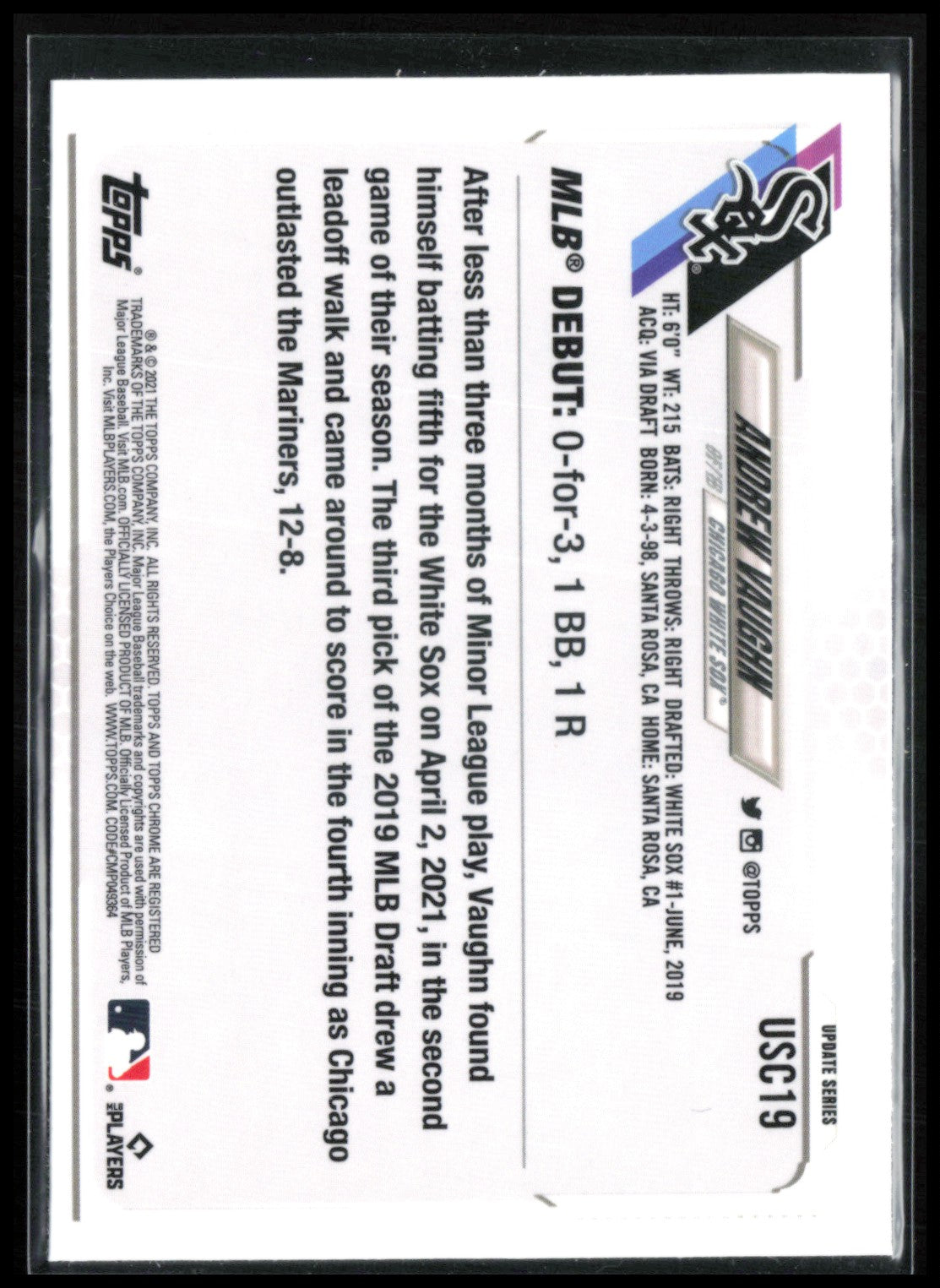 Andrew Vaughn RC Purple Refractor
