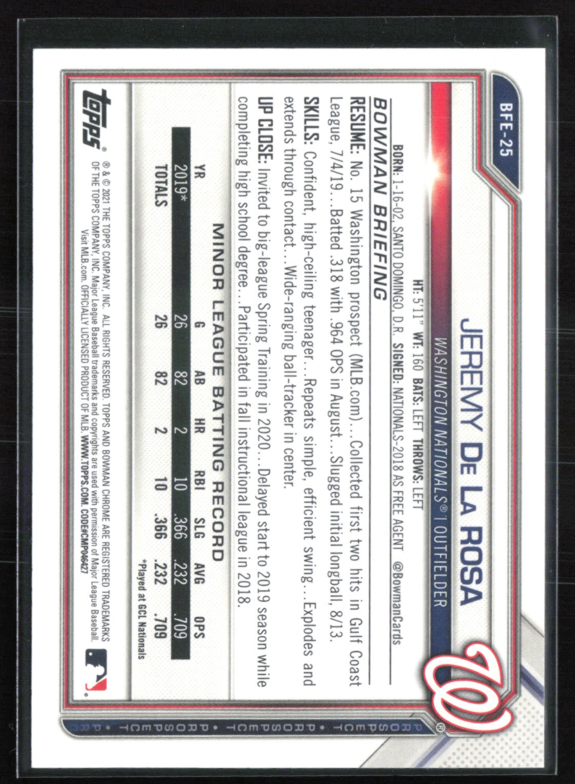 Jeremy De La Rosa 1st Bowman Blue