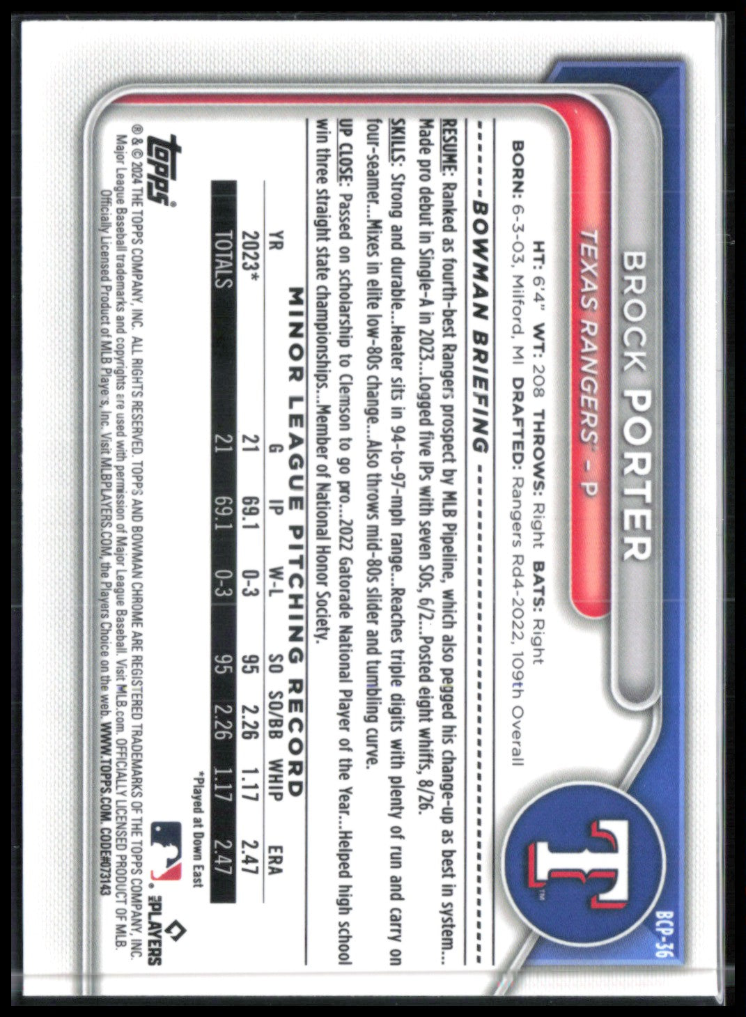 Brock Porter 1st Bowman Sapphire