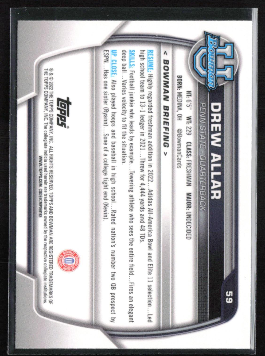 Drew Allar 1st Bowman Pink