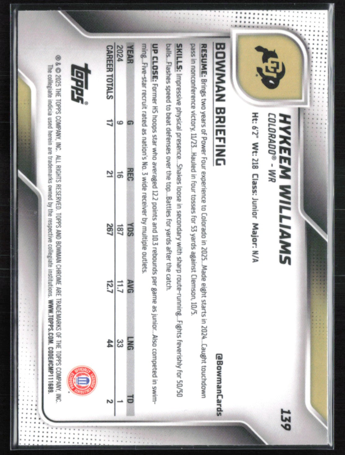 Hykeem Williams 1st Bowman X-Fractor