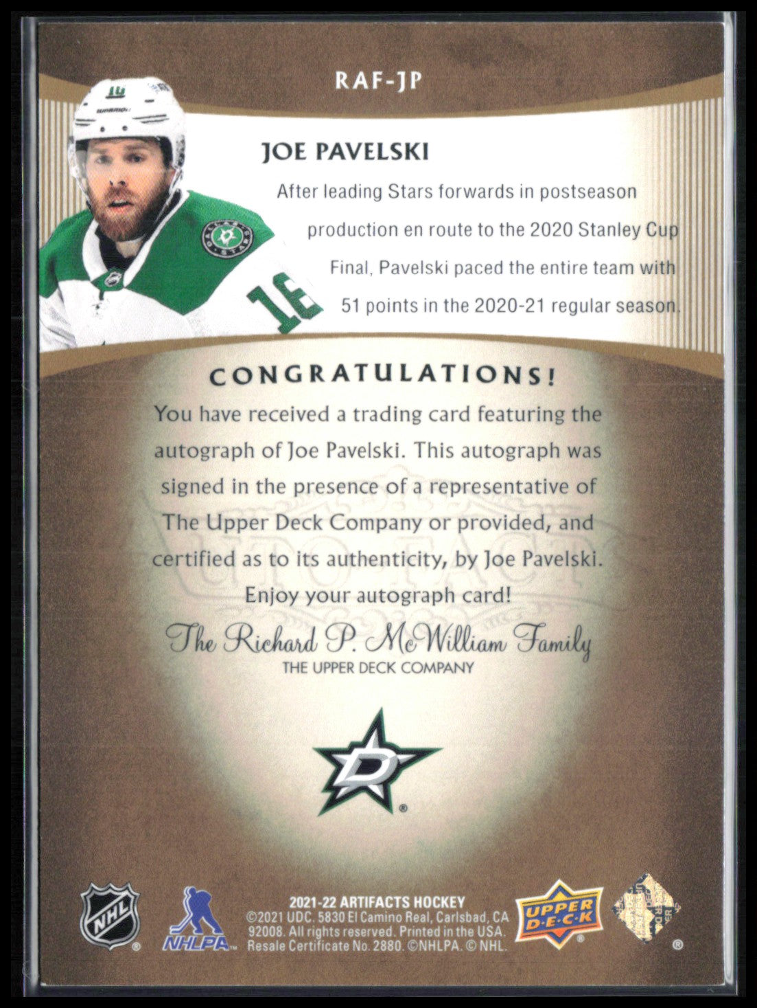 Joe Pavelski Auto Auto-facts