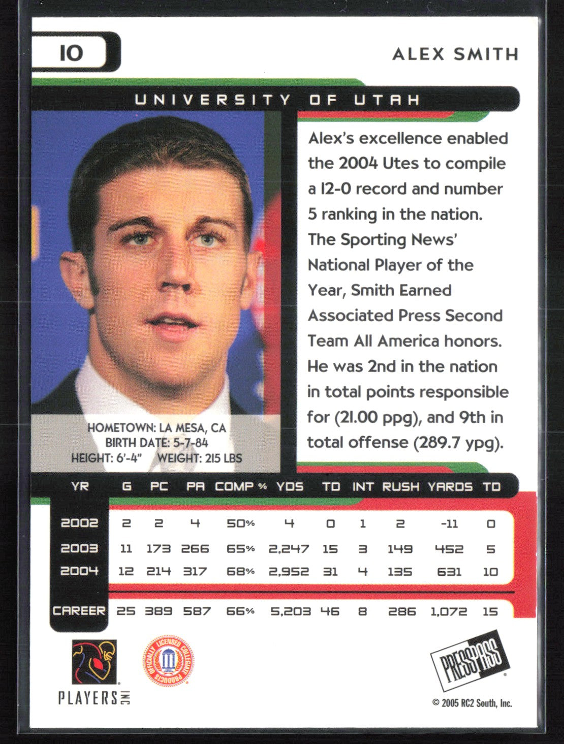 Alex Smith 2005 Press Pass