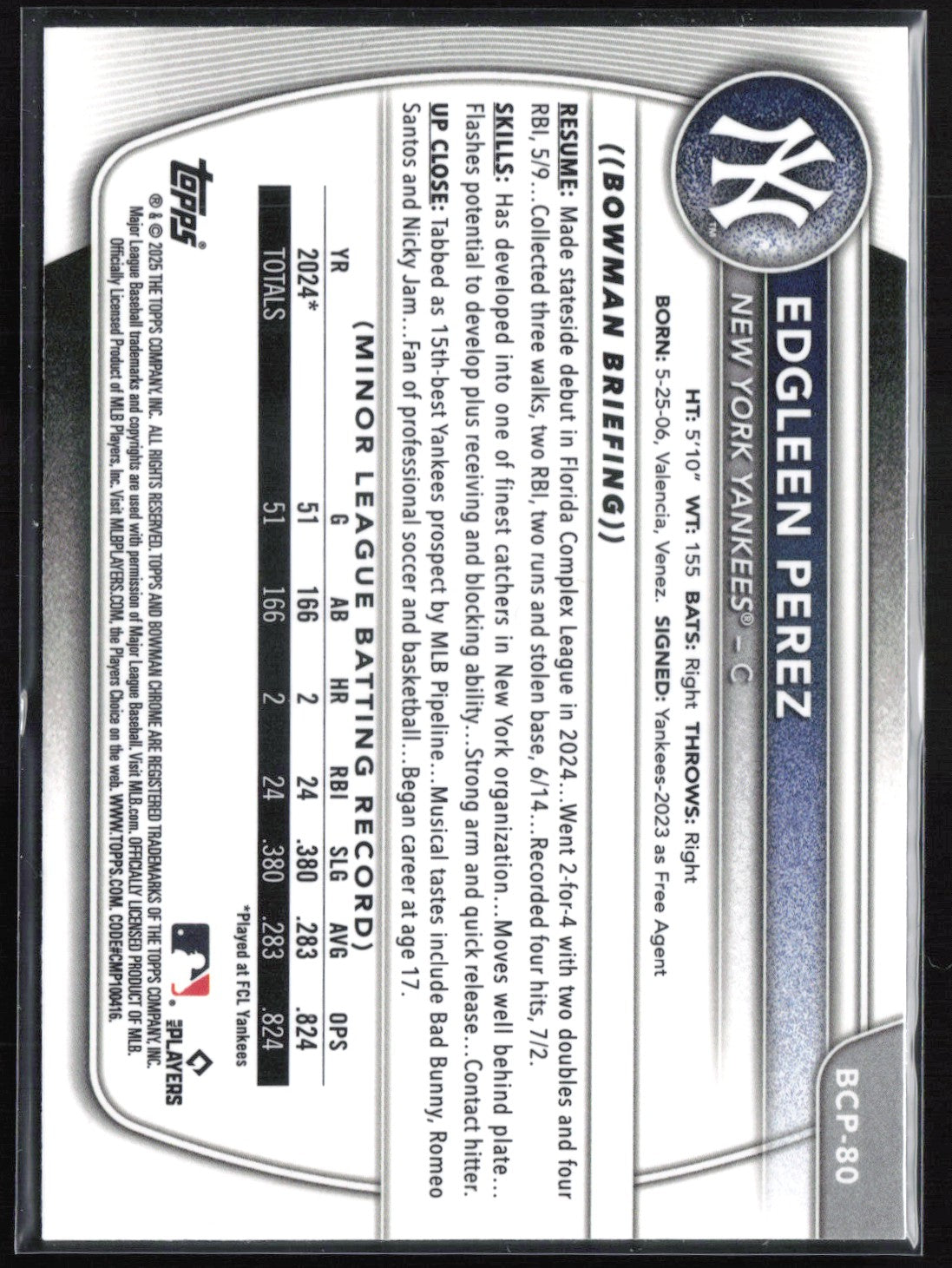 Edgleen Perez 1st Bowman Chrome
