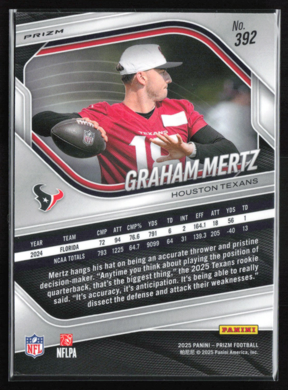 Graham Mertz RC Silver Prizm