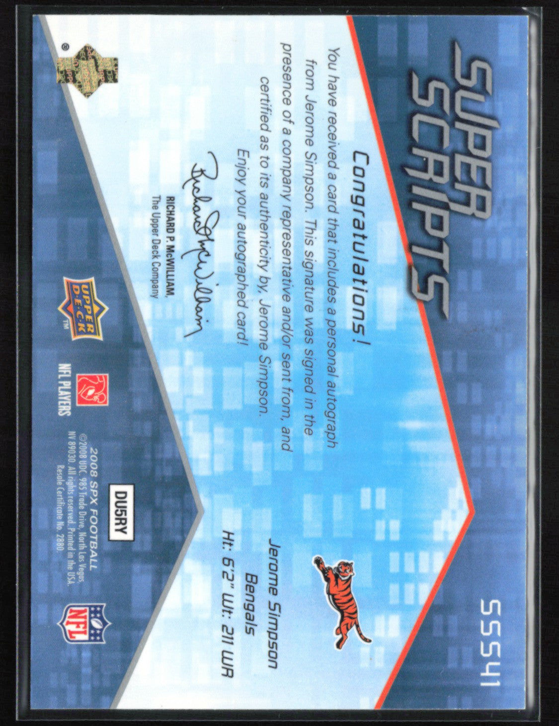 Jerome Simpson Auto Super Scripts SPx