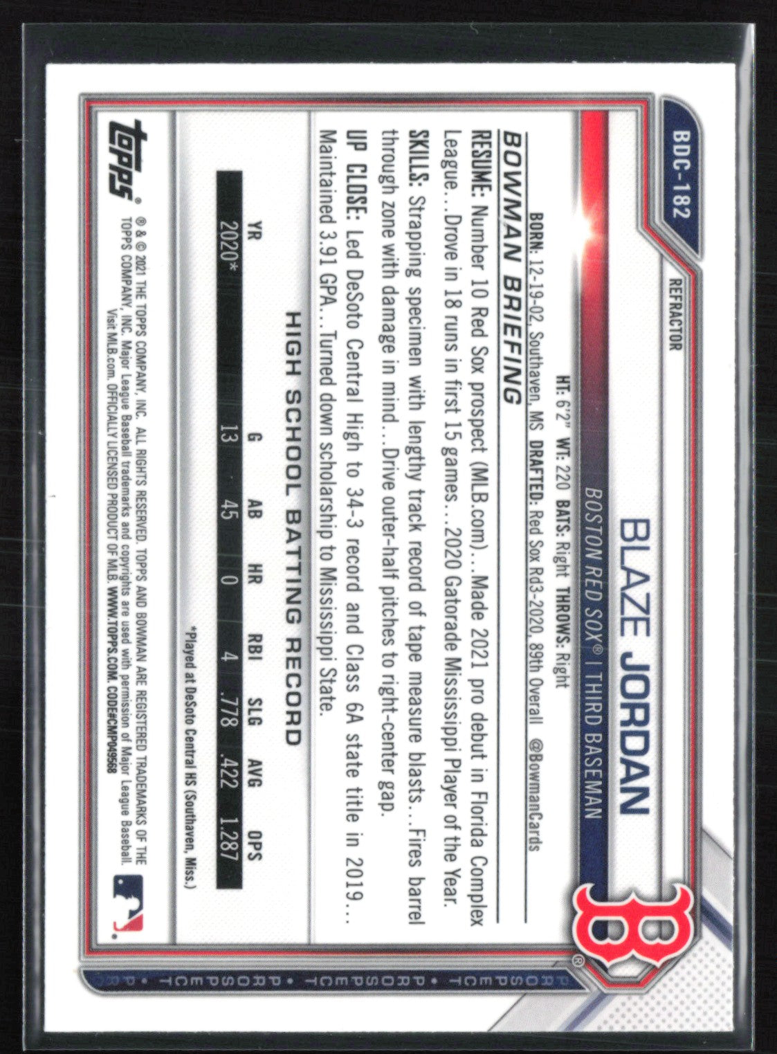 Blaze Jordan Prospect Refractor