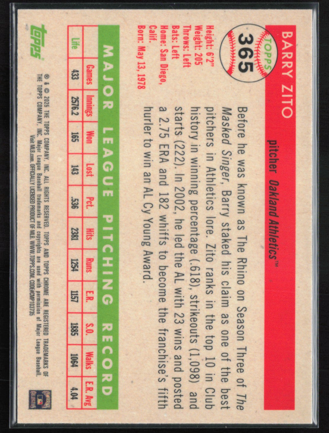 Barry Zito Green Toile /99