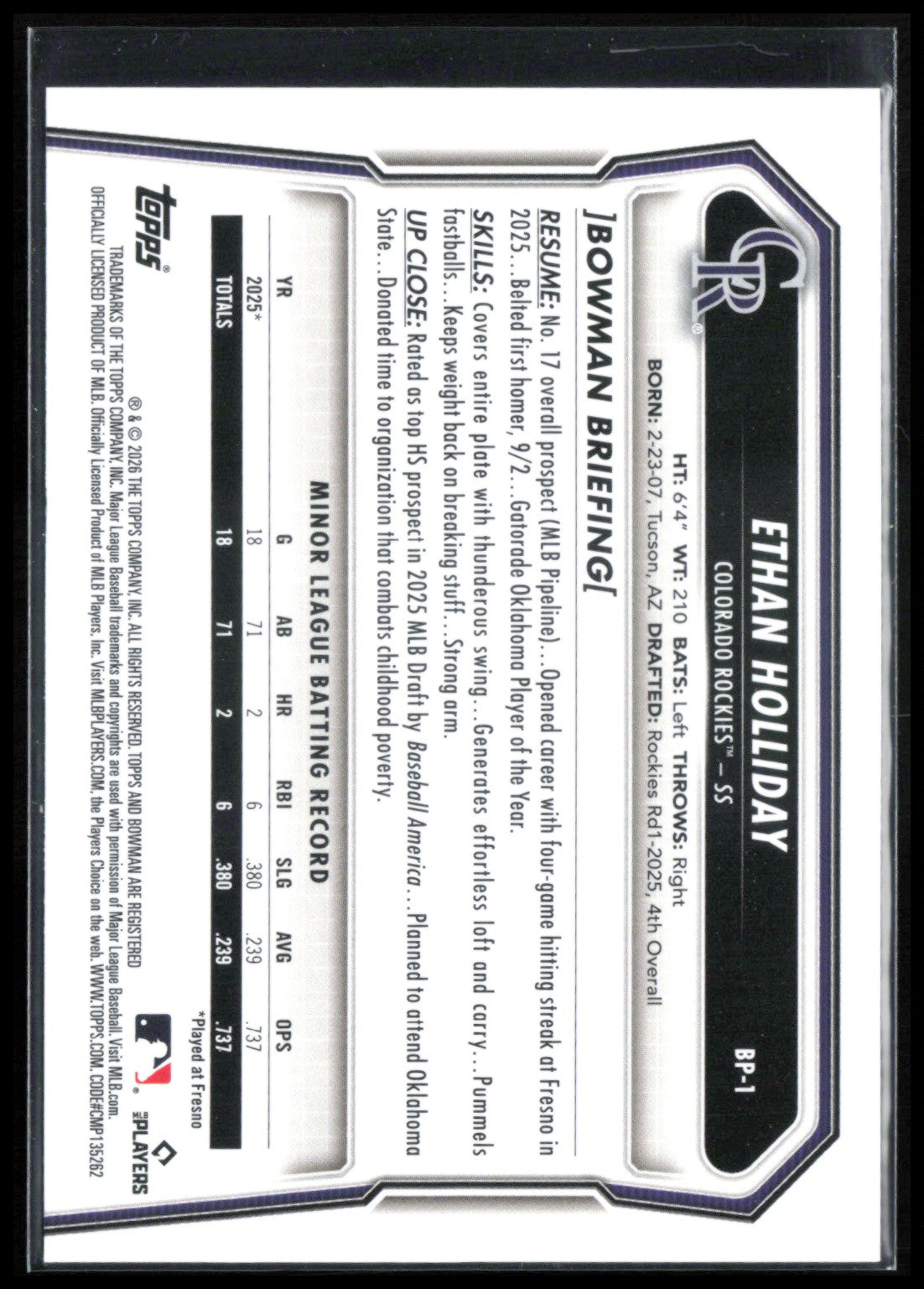 Ethan Holliday 1st Bowman