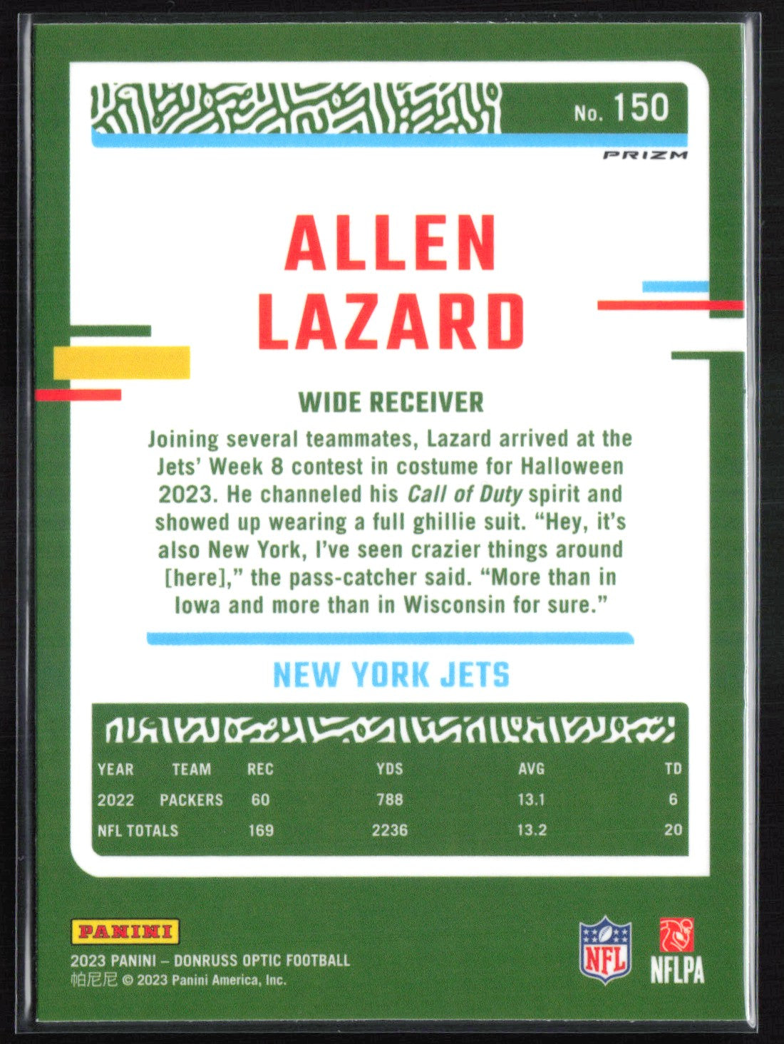 Allen Lazard Red White Stripe 2023 Optic
