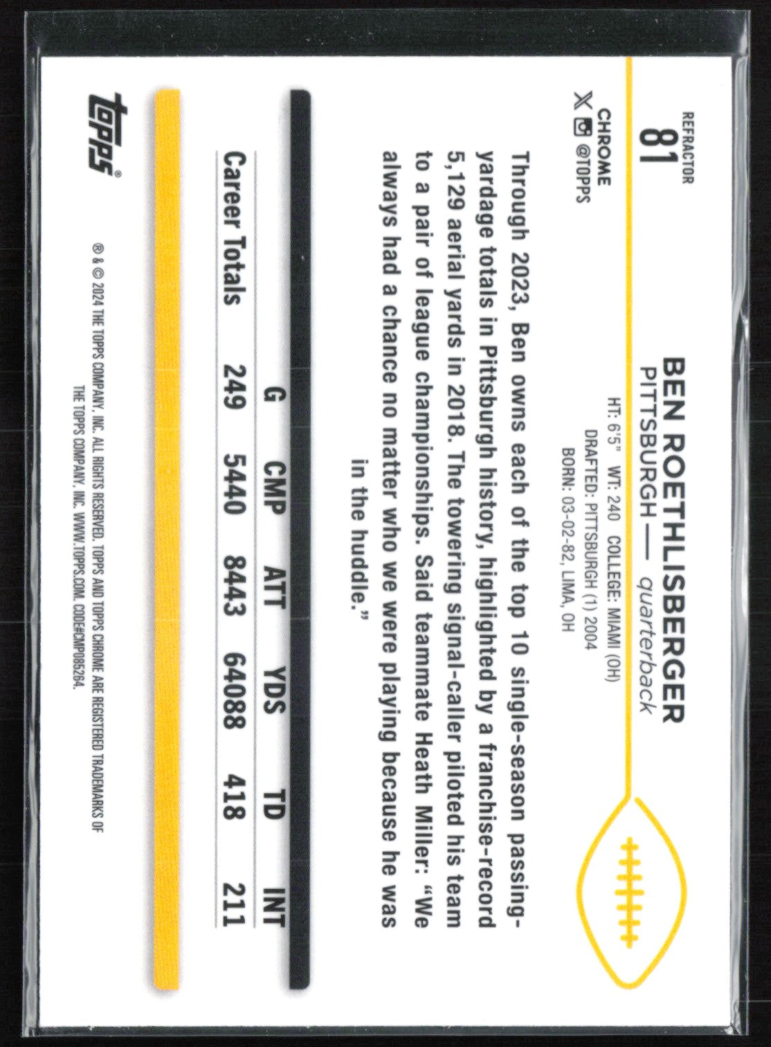 Ben Roethlisberger Refractor