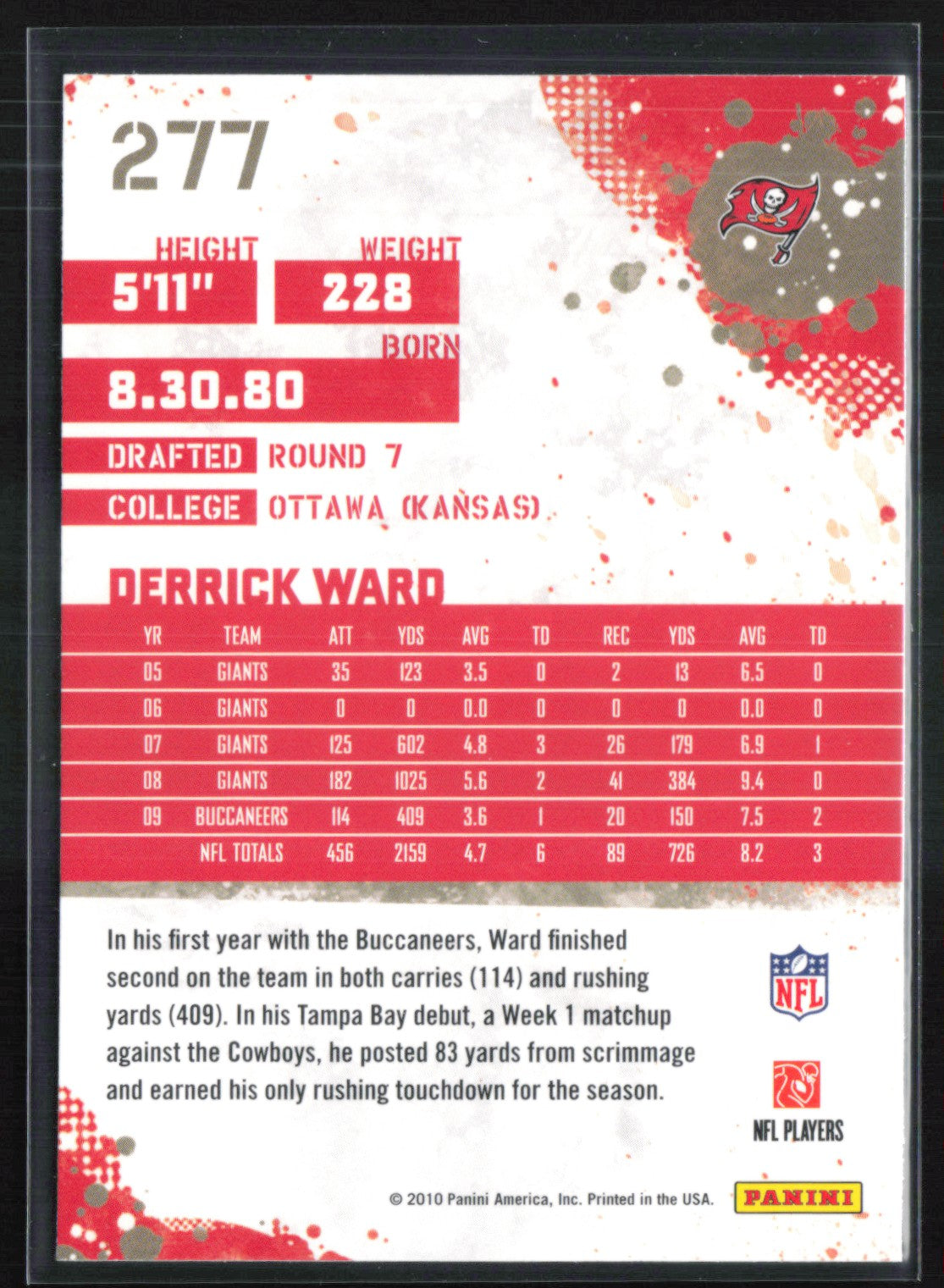 Derrick Ward 2010 Score
