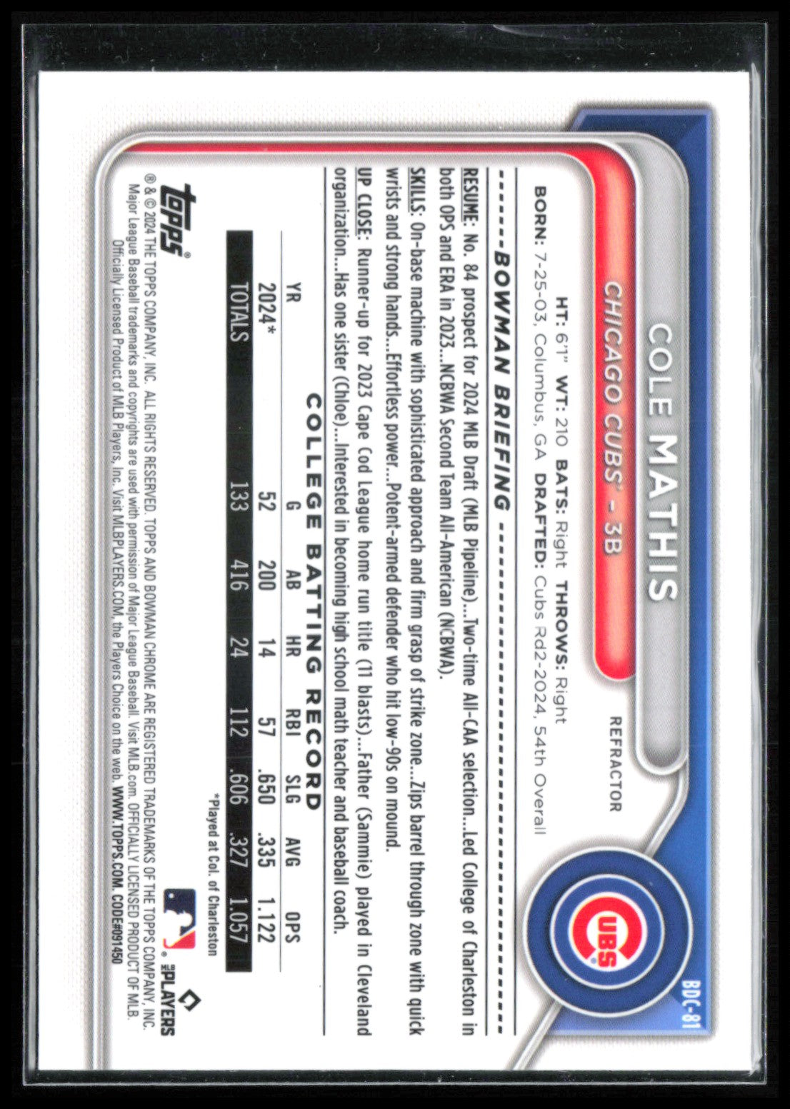Cole Mathis 1st Bowman Refractor