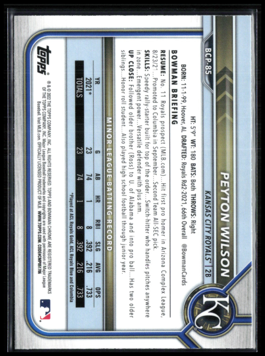 Peyton Wilson 1st Bowman