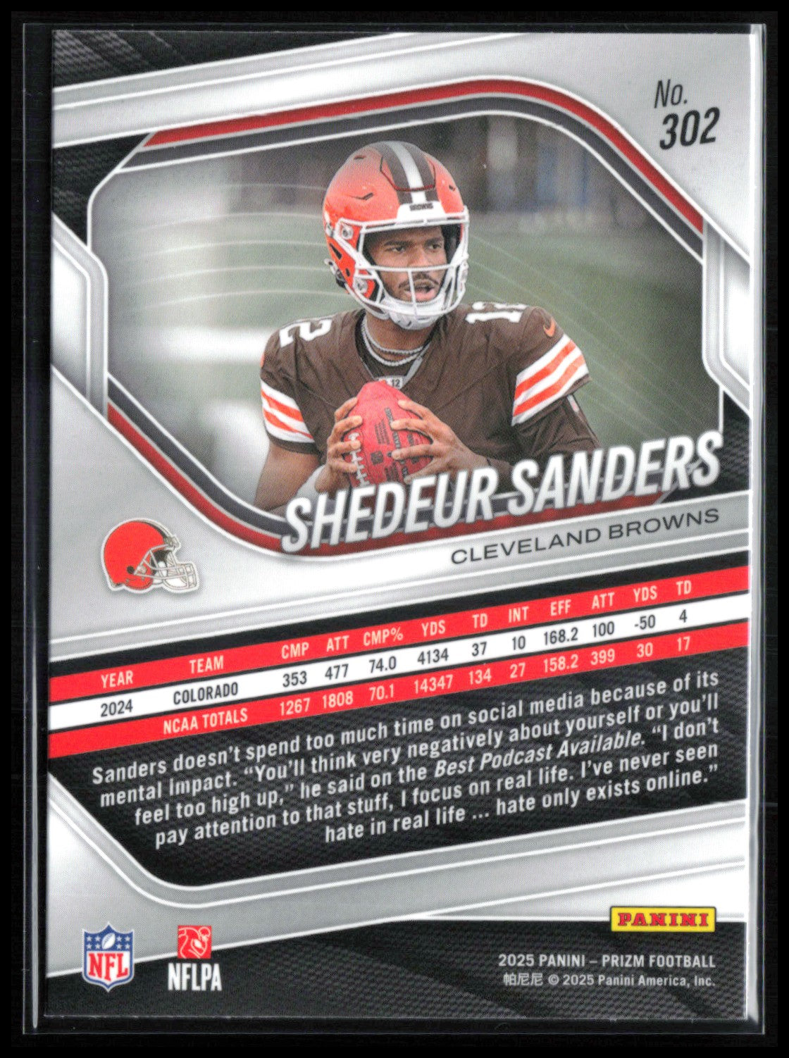 Shedeur Sanders RC 2025 Prizm