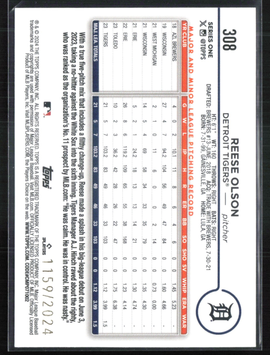 Reese Olson RC /2024