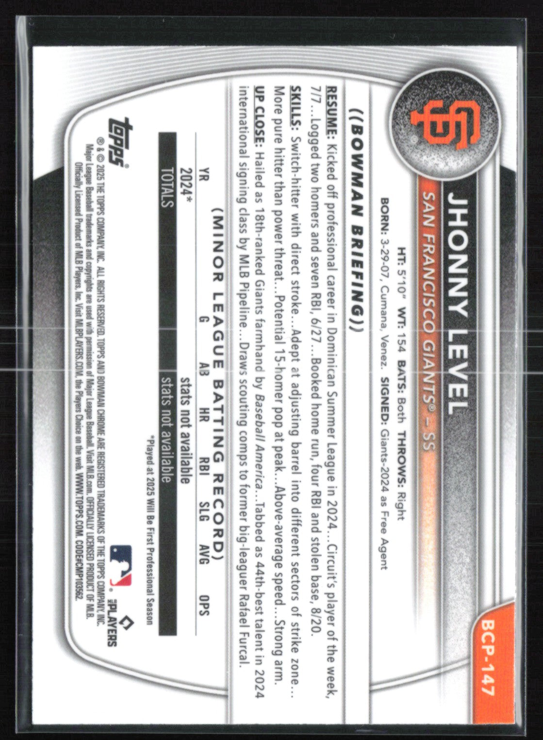 Jhonny Level 1st Bowman Mojo