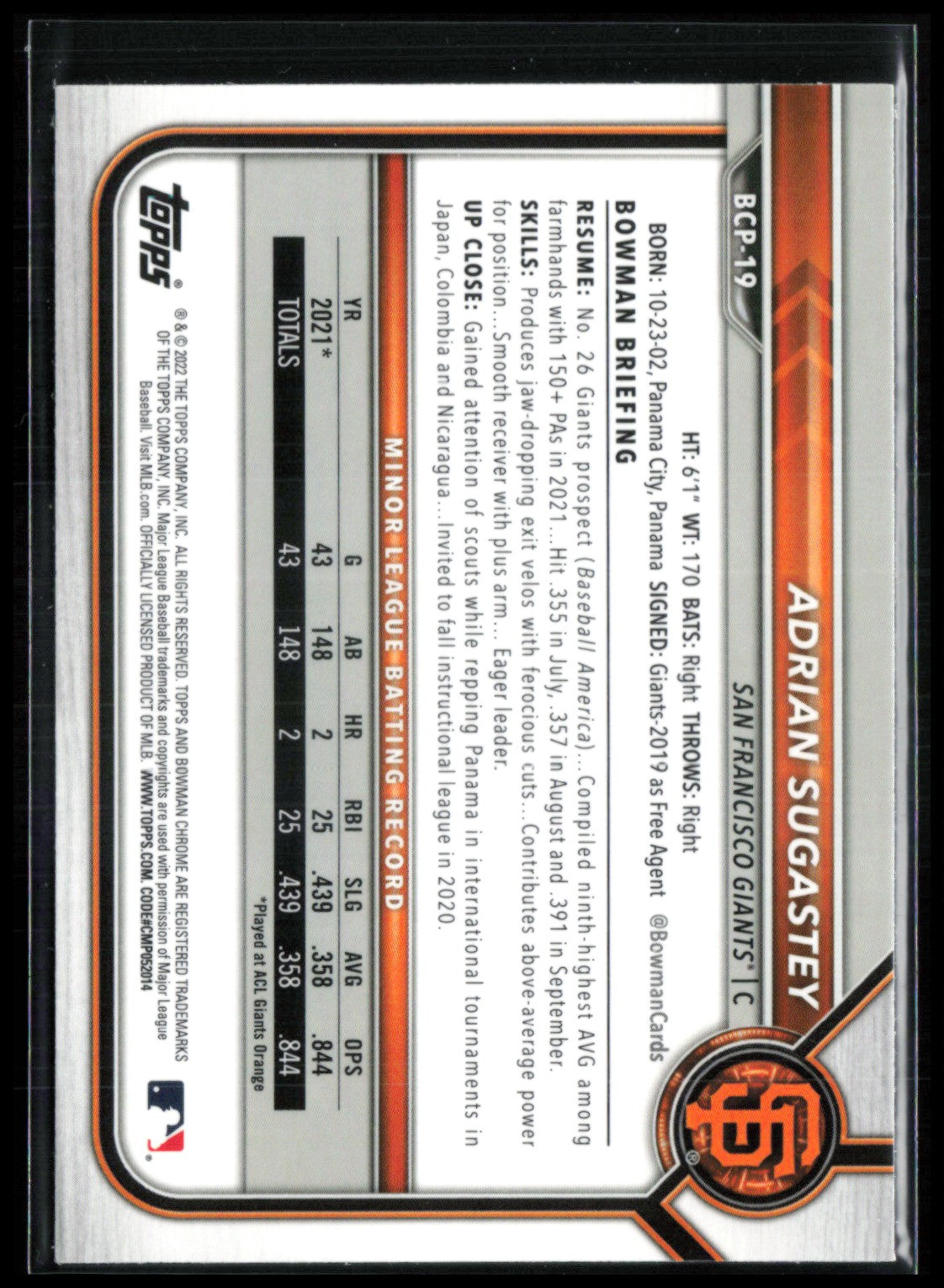 Adrian Sugastey 1st Bowman Mojo