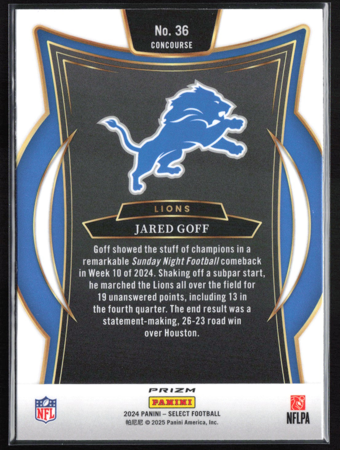 Jared Goff Black Gold Shock