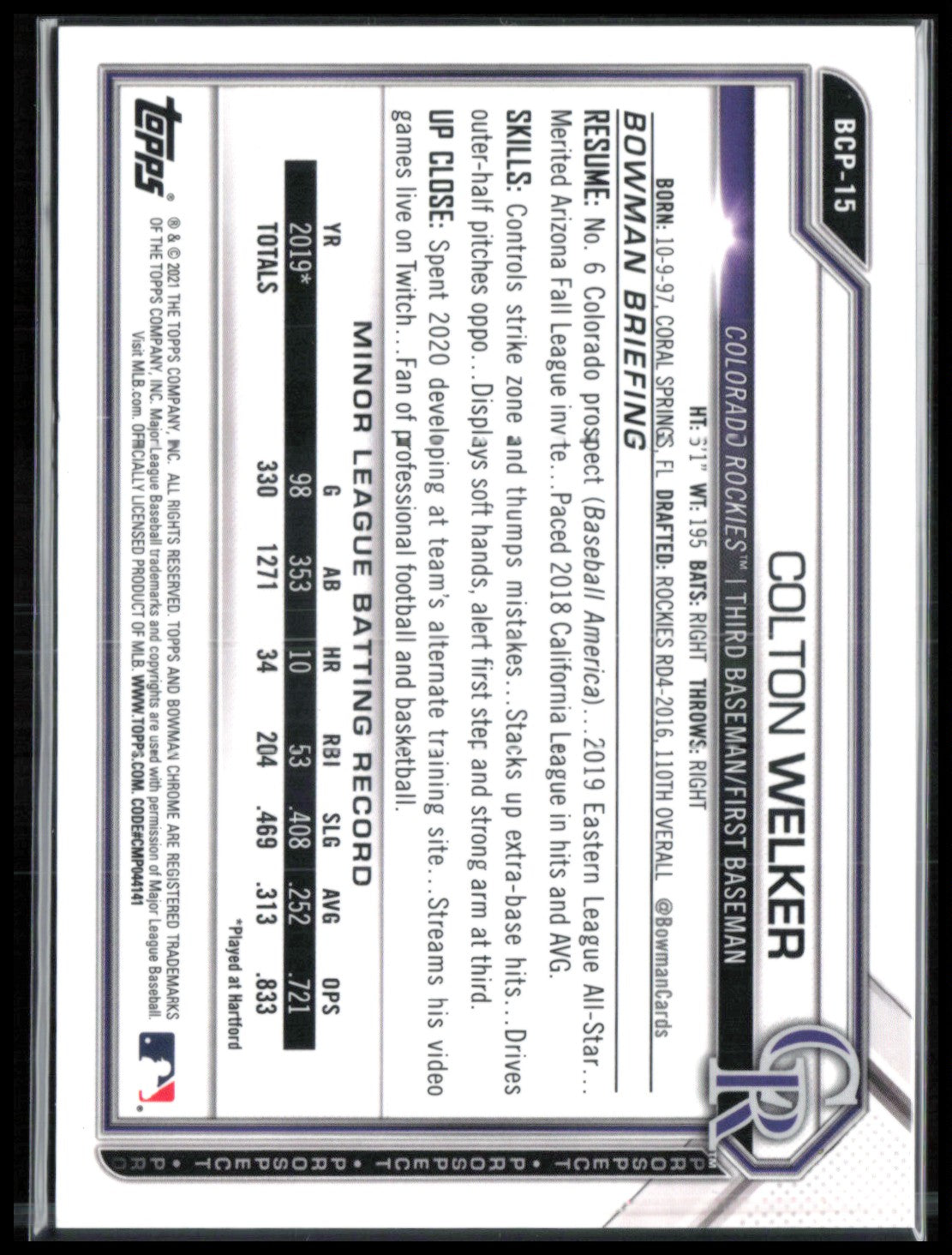 Colton Welker Yellow Refractor /75