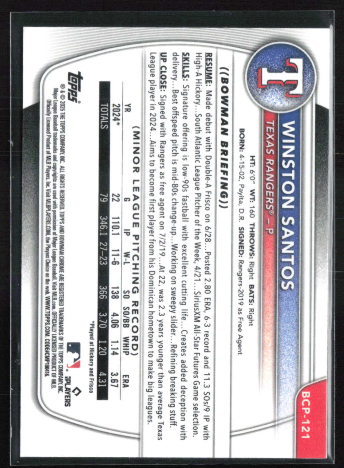 Winston Santos 1st Bowman Reptilian