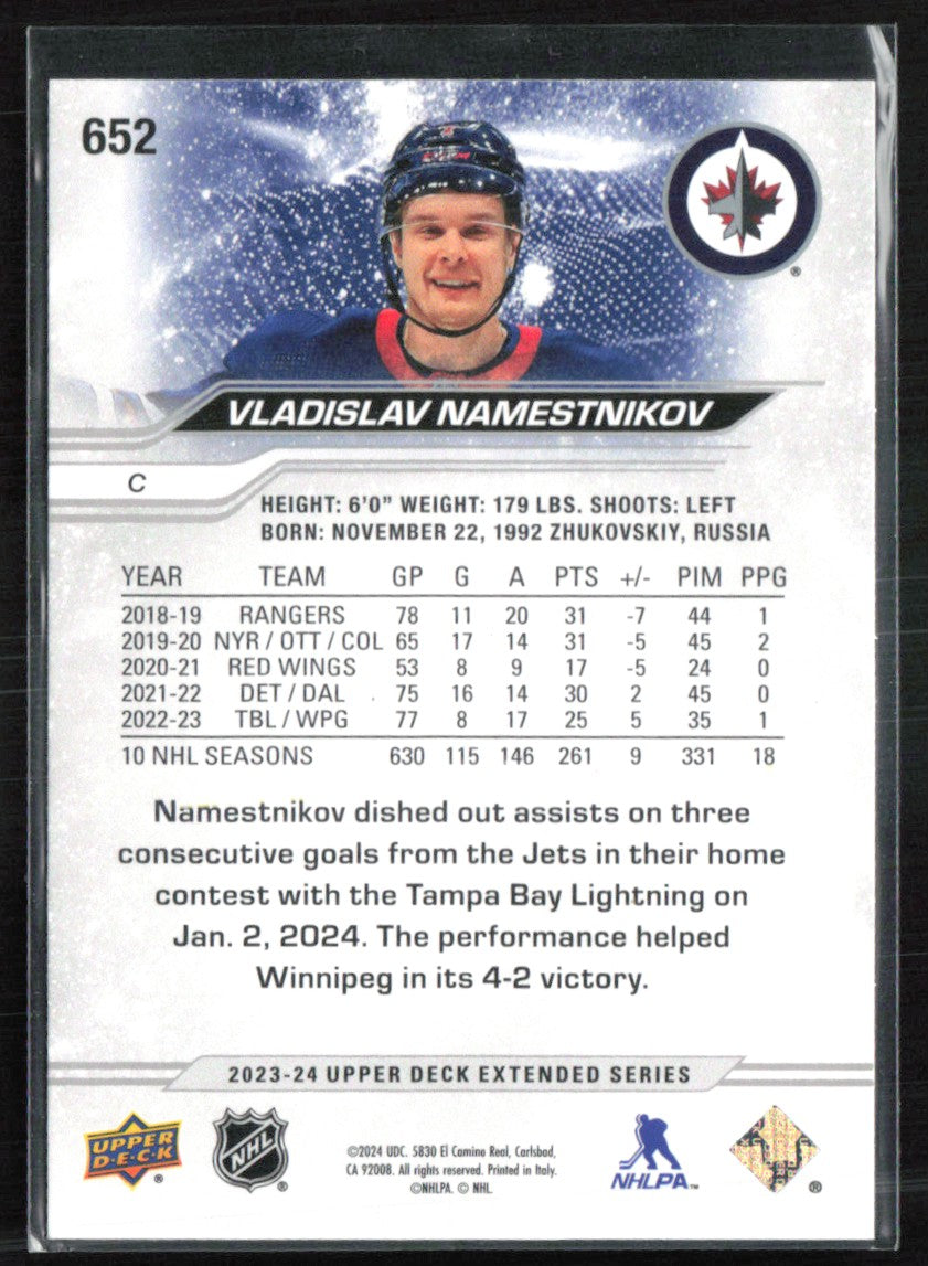 Vladislav Namestnikov 001/100 2023-24 UD Extended Series