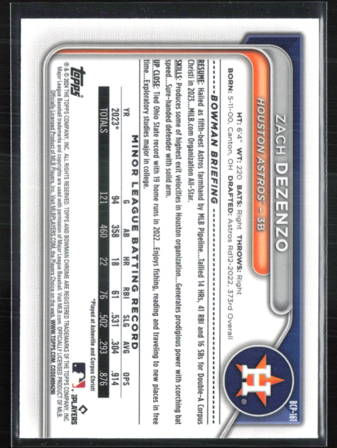Zach Dezenzo 1st Bowman Mojo