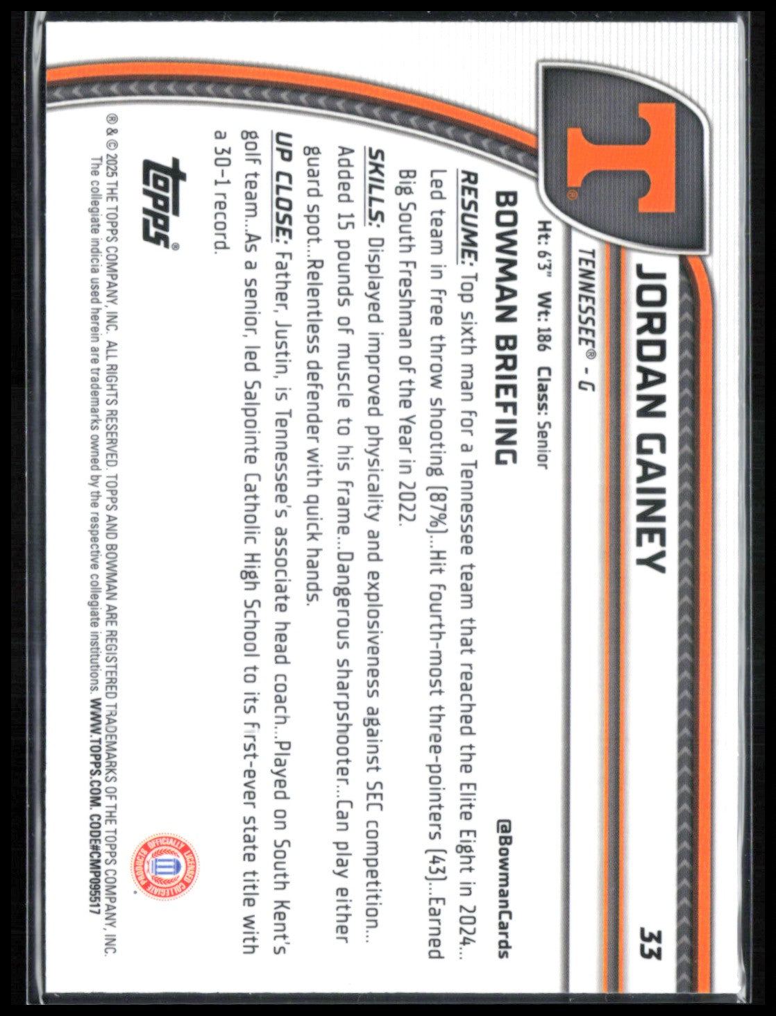 Jordan Gainey 1st Bowman Lava
