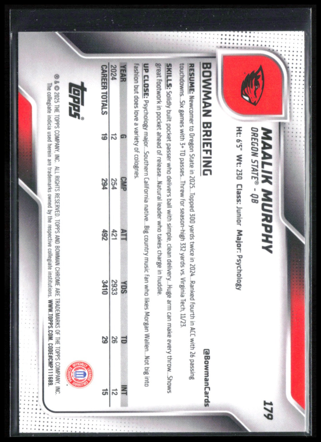 Maalik Murphy 1st Bowman /350 Yellow Refractor