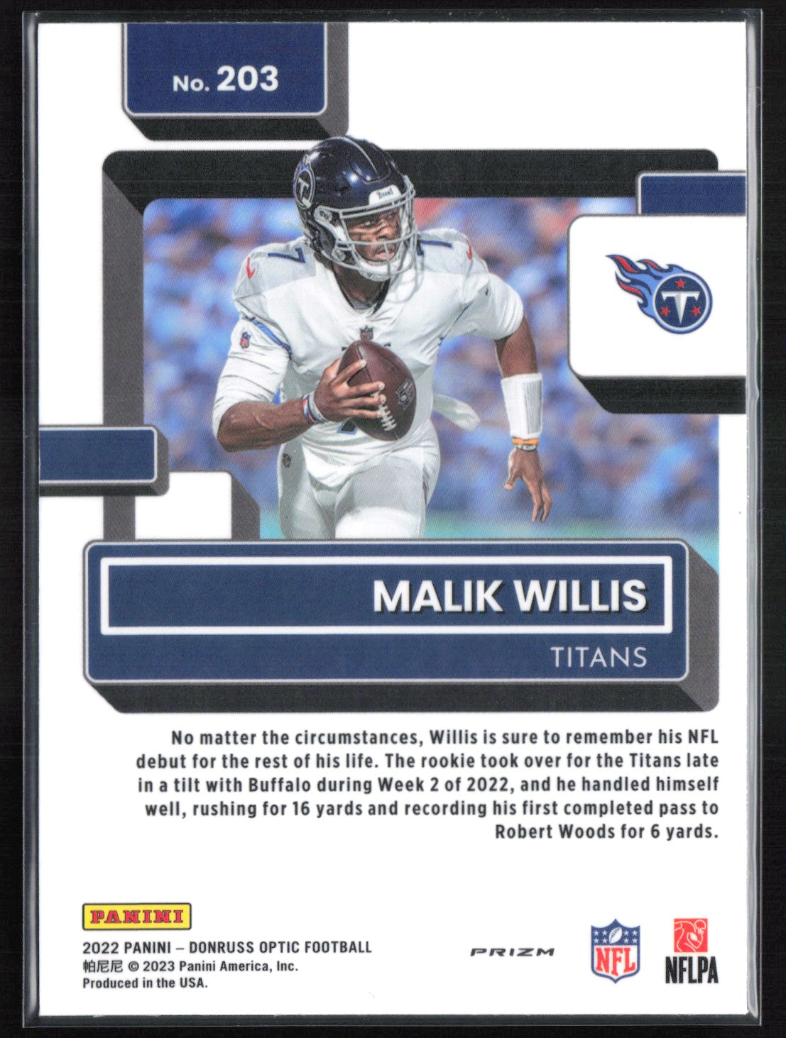 Malik Willis RC Holo 2022 Optic Rated Rookie