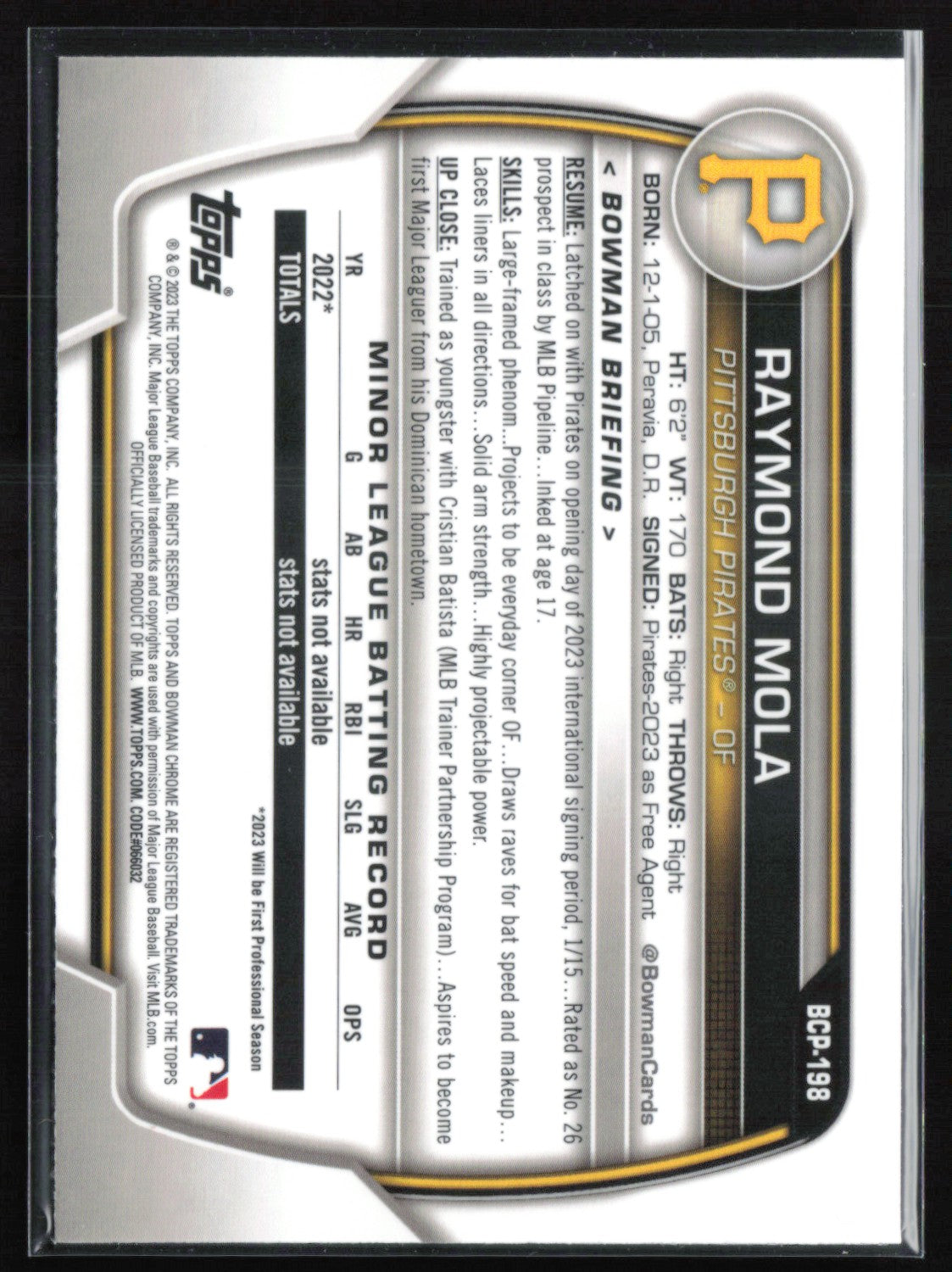 Raymond Mola 1st Bowman Mojo