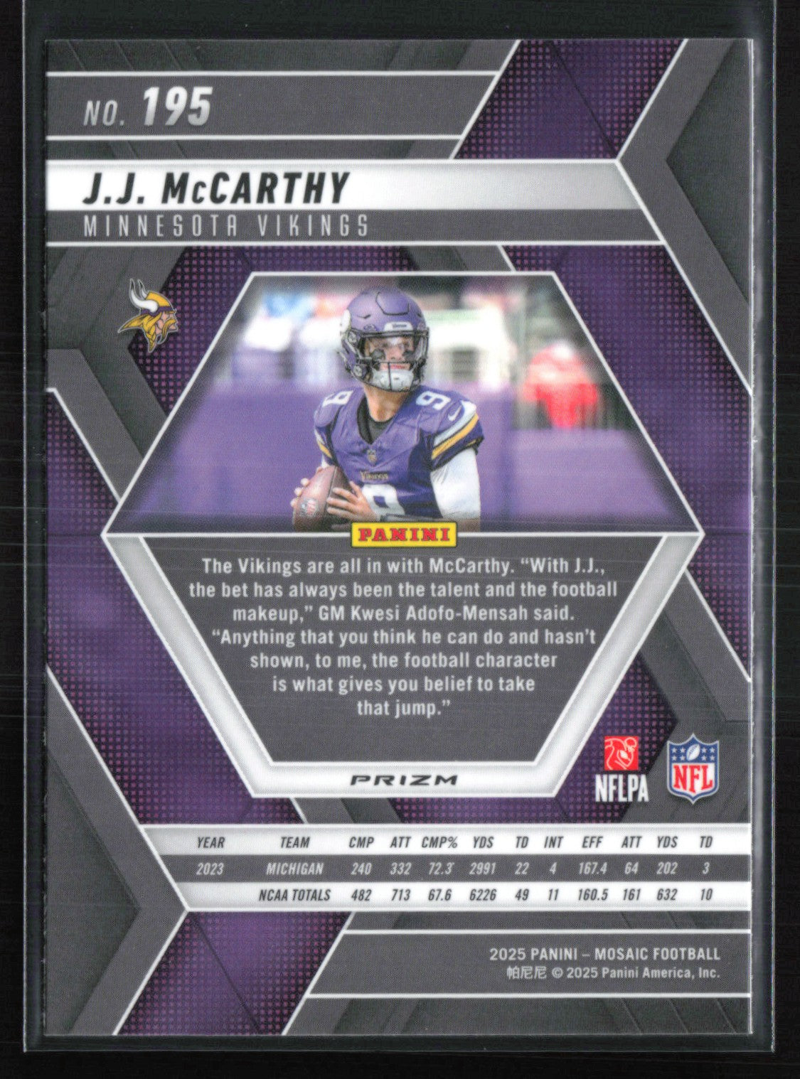 J.J. McCarthy Mosaic Prizm