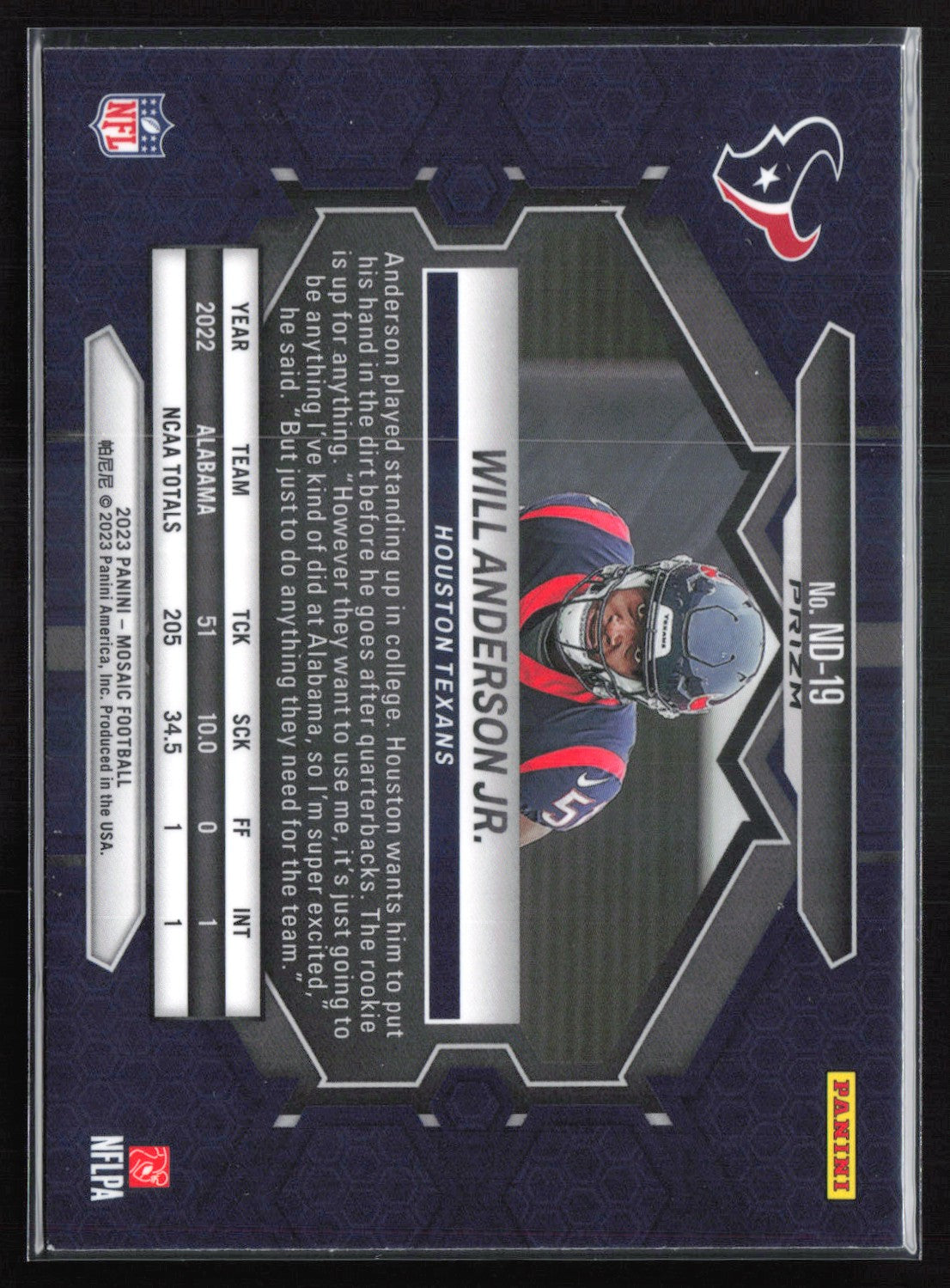 Will Anderson Jr. RC Mosaic Prizm