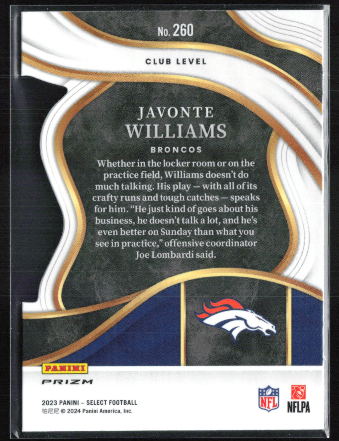 Javonte Williams Black Gold Die-Cut