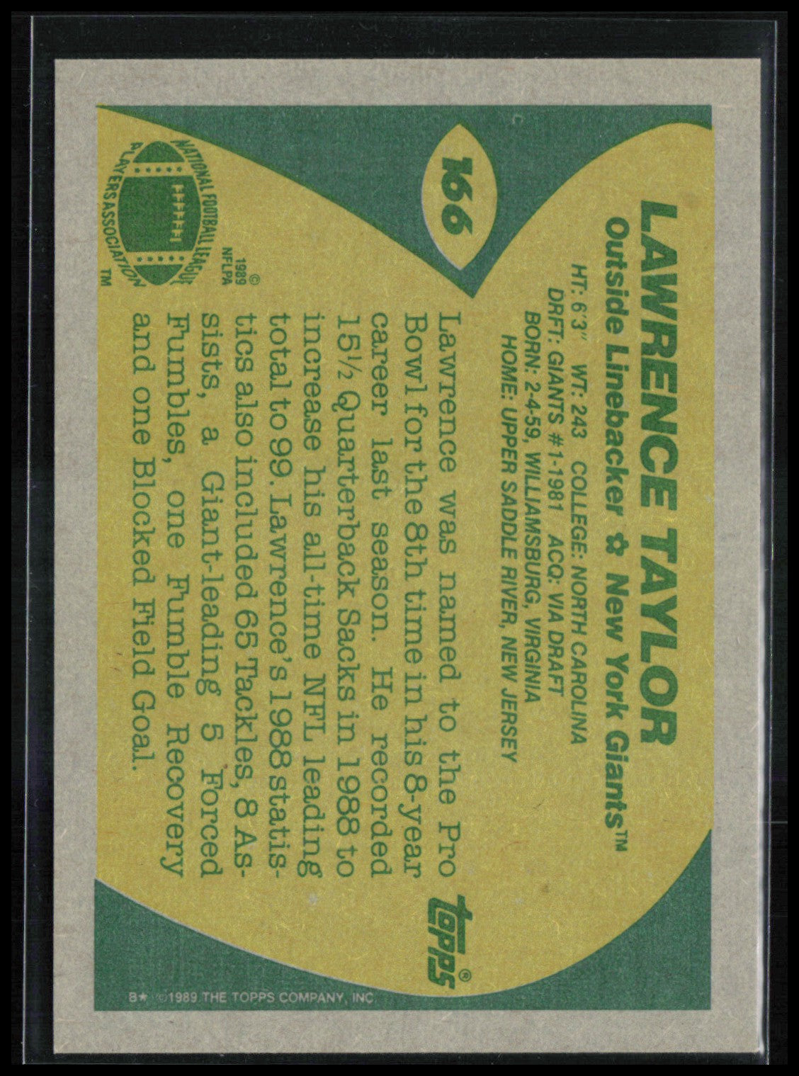 Lawrence Taylor 1989 Topps