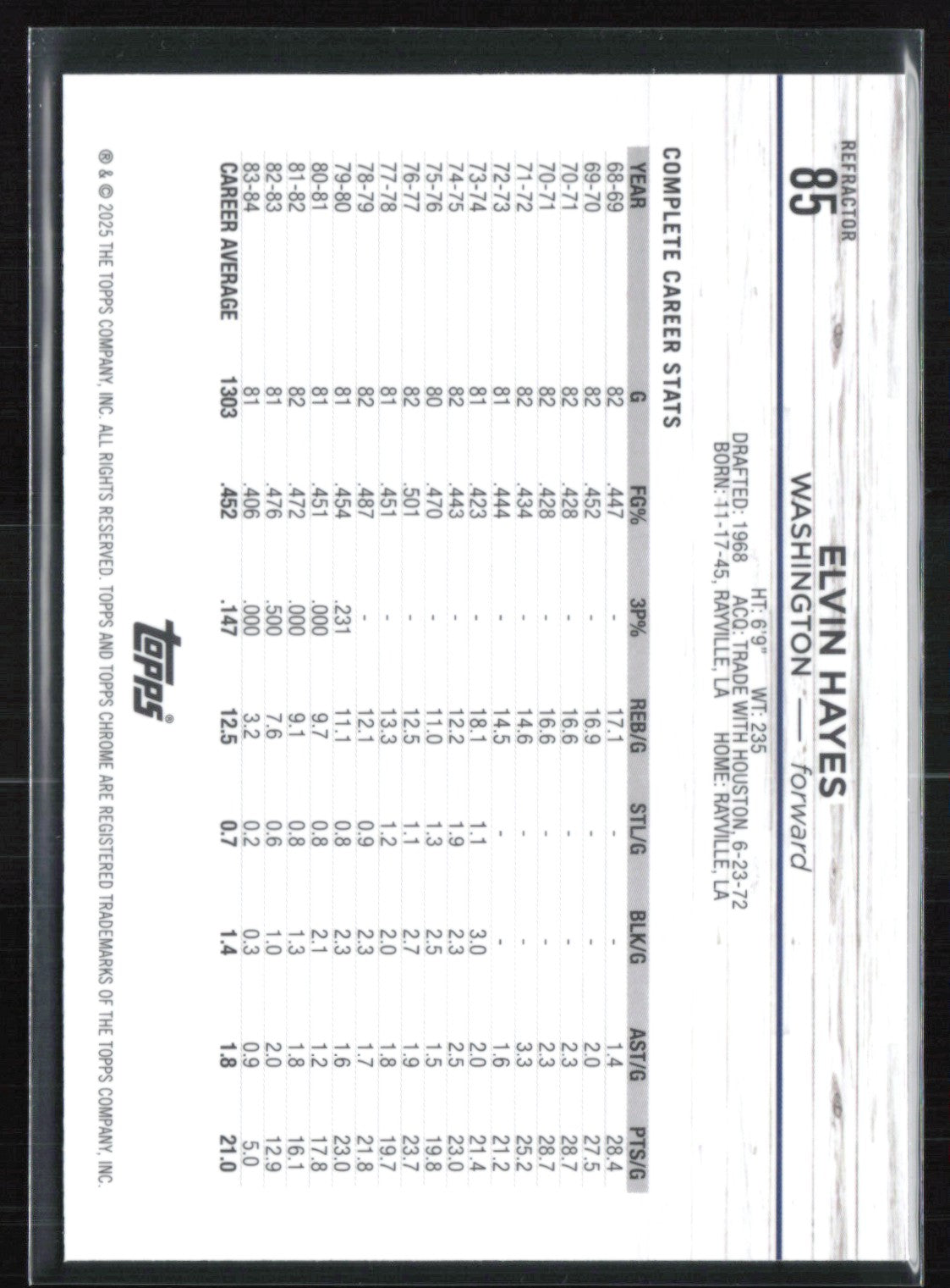 Elvin Hayes Refractor