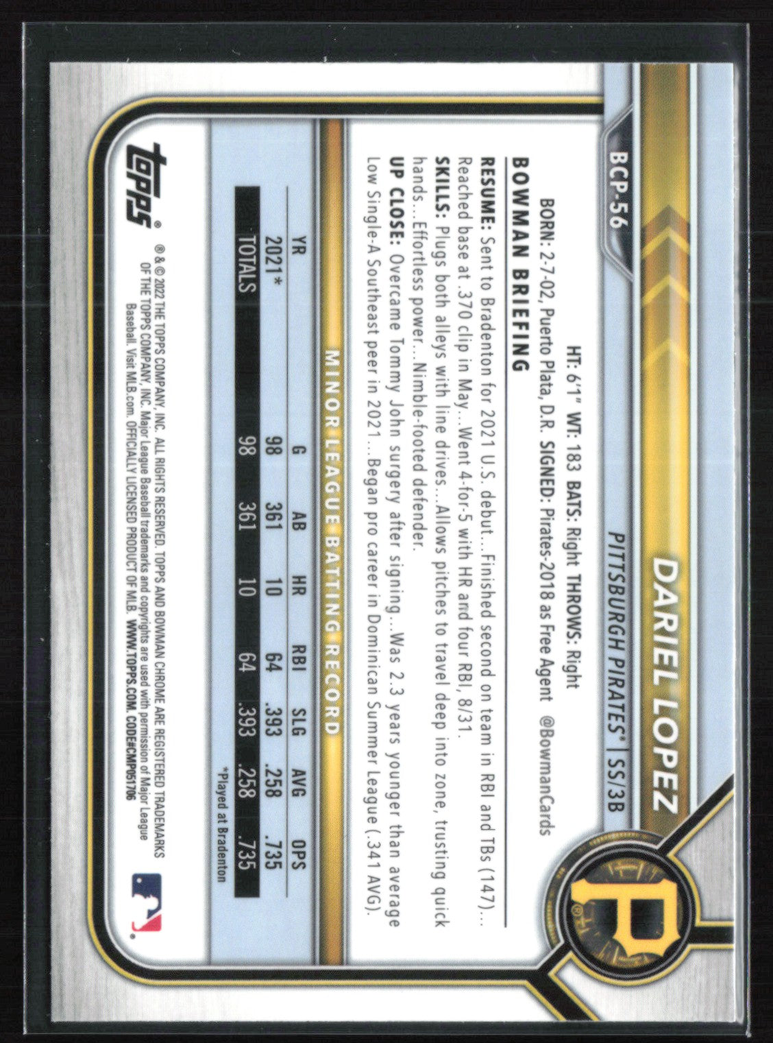 Dariel Lopez 1st Bowman