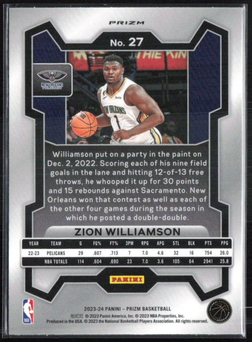 Zion Williamson Silver Prizm