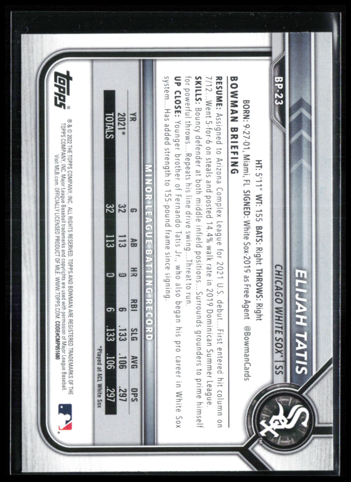 Elijah Tatis 1st Bowman