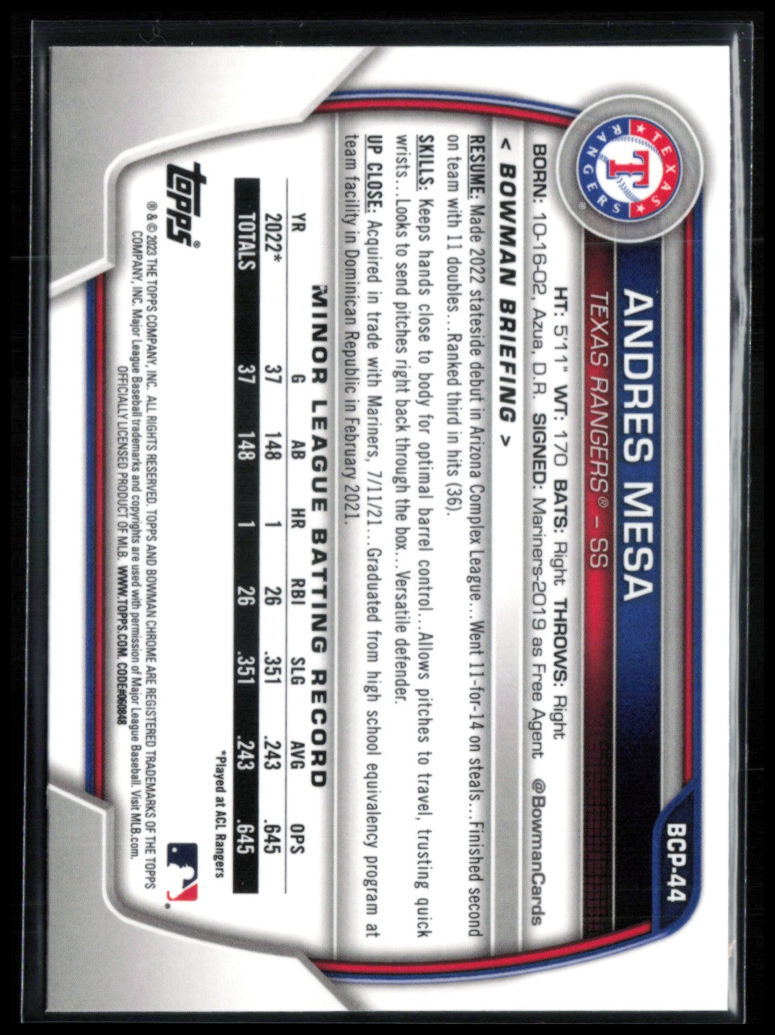 Andres Mesa 1st Bowman Sapphire