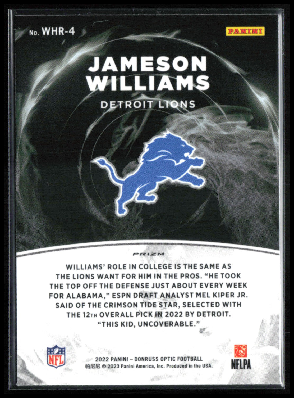 Jameson Williams RC White-Hot Rookies Holo