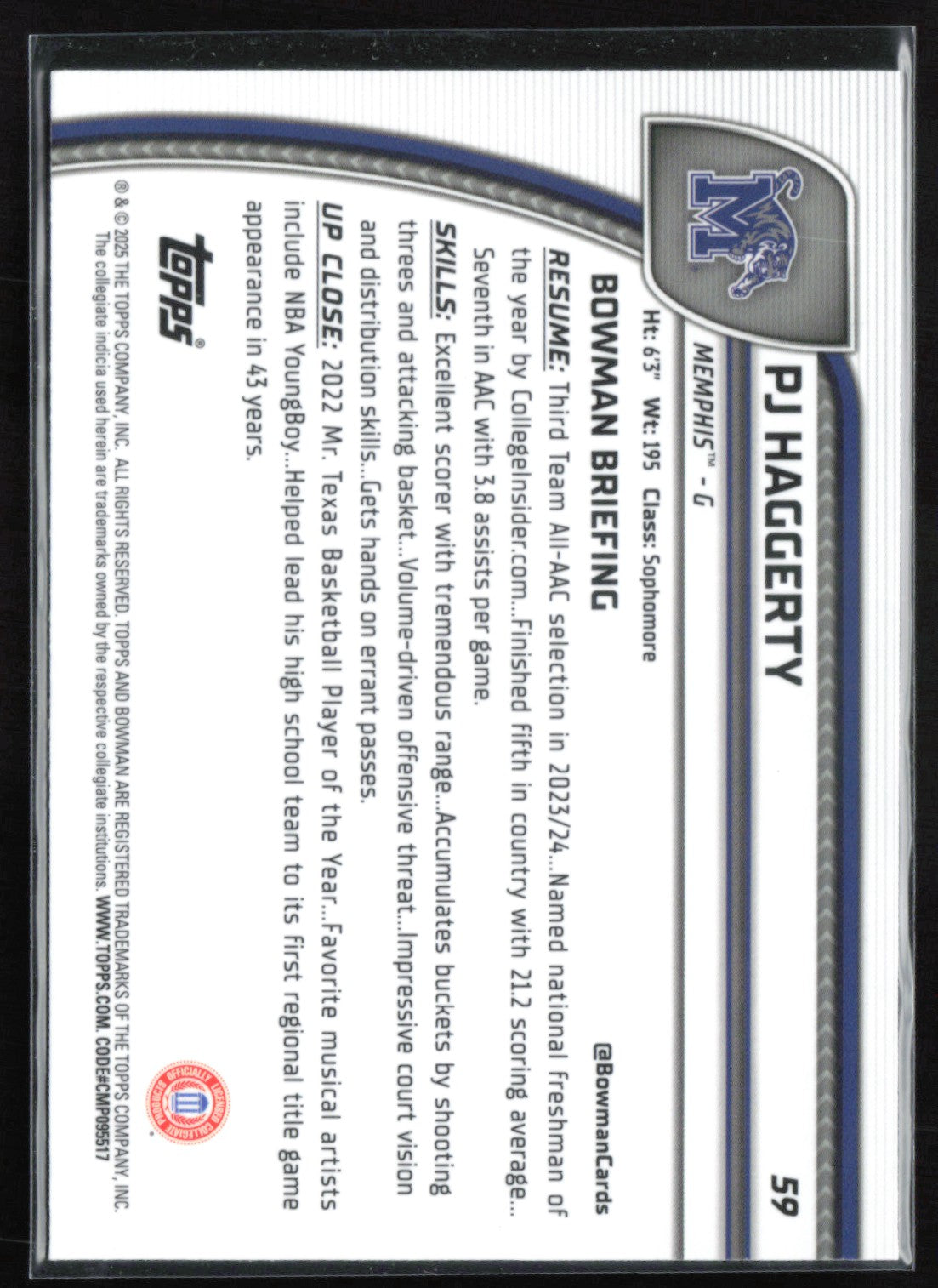 PJ Haggerty 1st Bowman Purple Lava