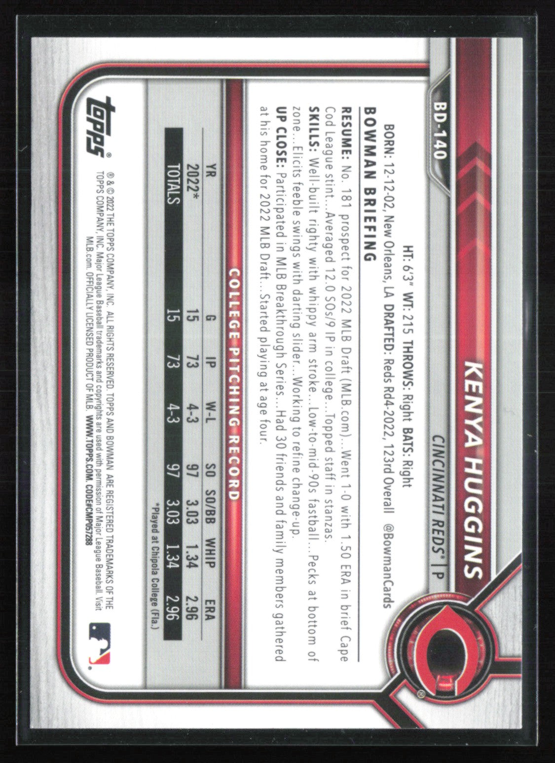 Kenya Huggins 1st Bowman Sky Blue /499