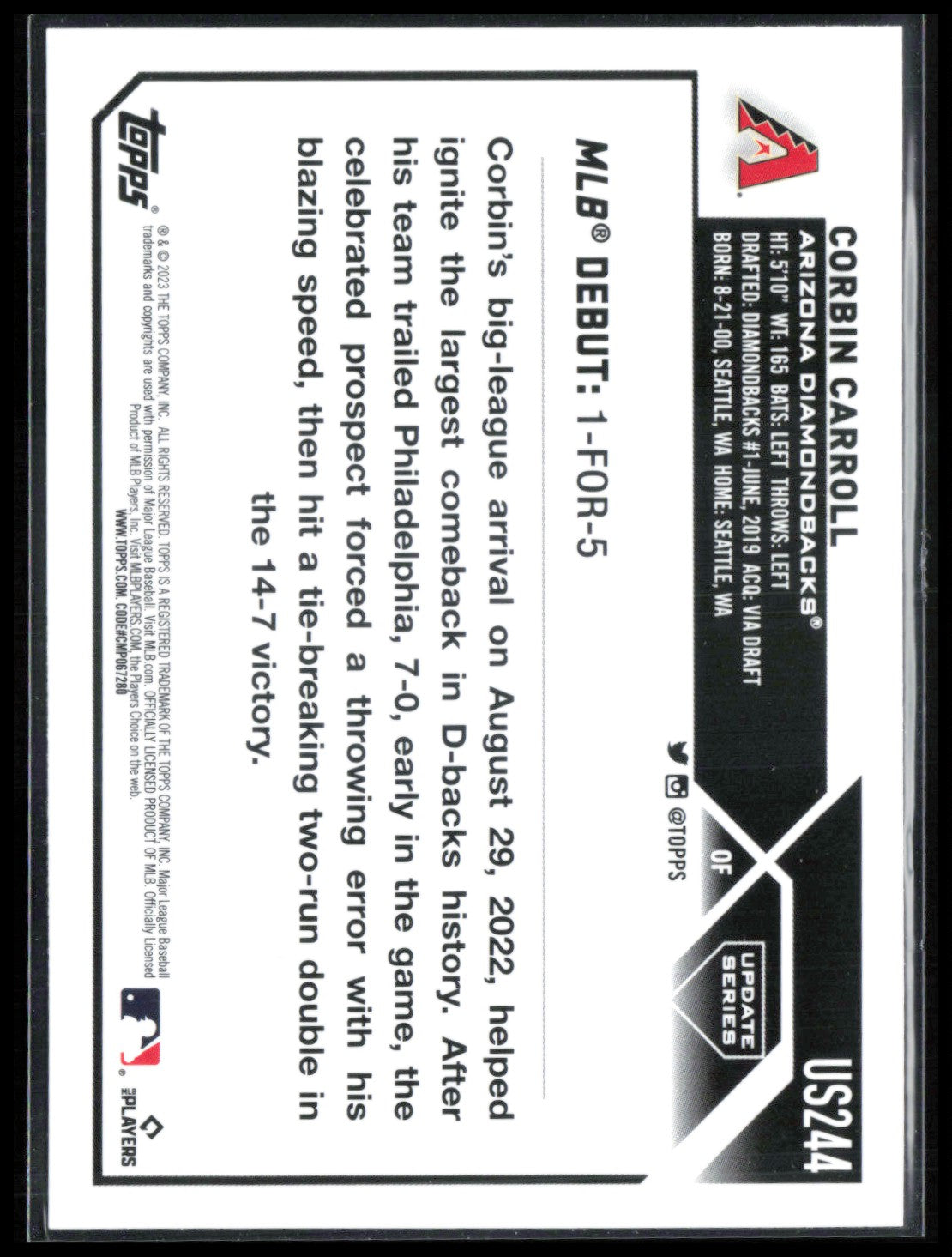 Corbin Carroll RC Debut