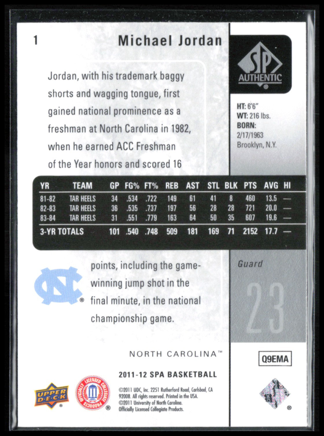Michael Jordan 2011-12 SP Authentic Basketball #1