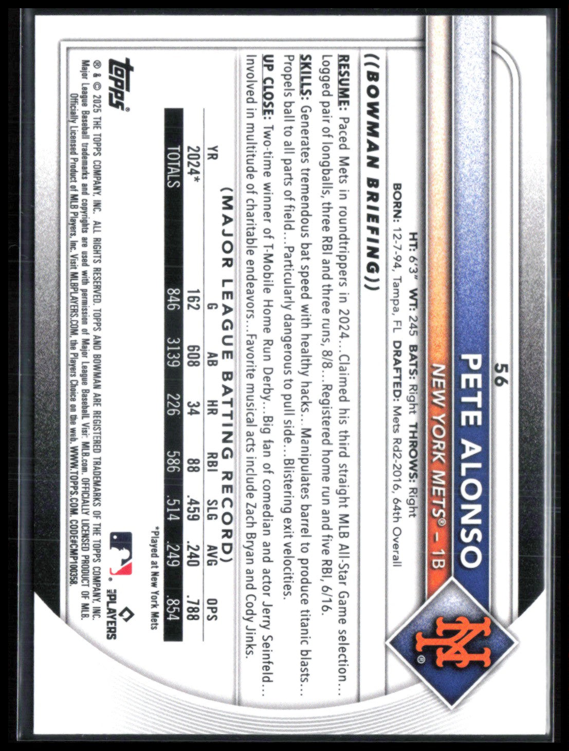 Pete Alonso Bowman Retro Logo Parallel